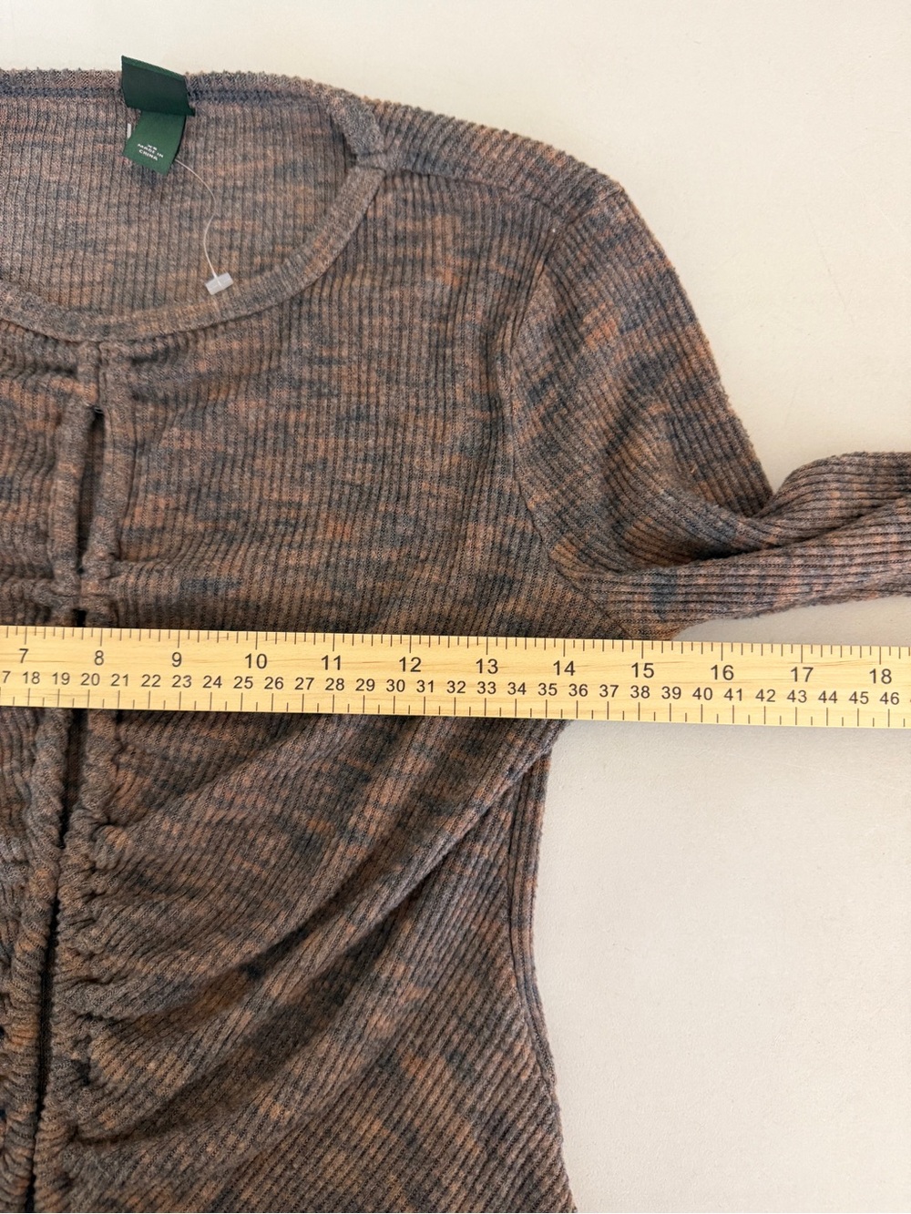Wild Fable XS Brown Ribbed Ruched Drawstring Long Sleeve Crop Top - Picture 8 of 15